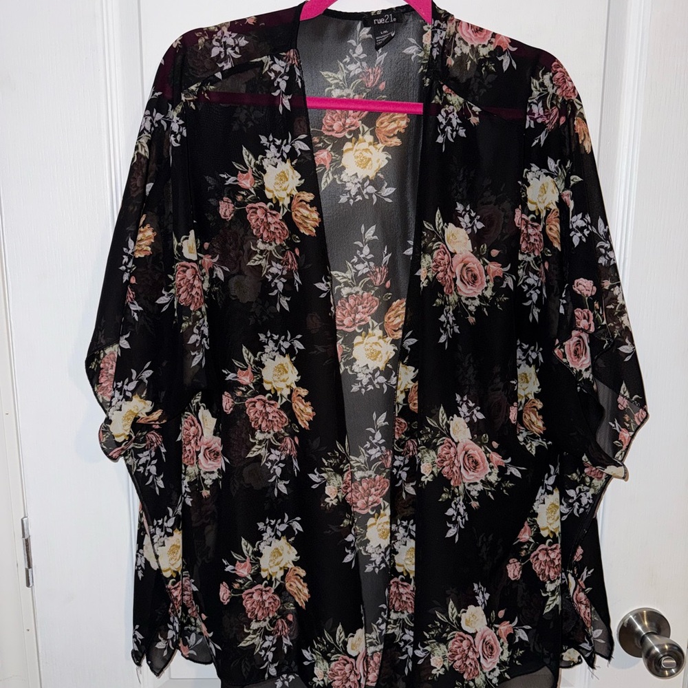 Floral mesh cardigan